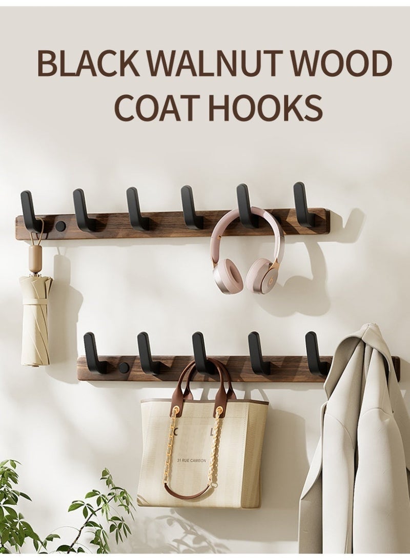 ihomeshop 6 hooks for hanging hangers, solid wood hooks for hanging clothes behind bedroom doors, bathroom entrance hooks, wooden style hotel decoration hooks for hanging clothes and hats - Image 1
